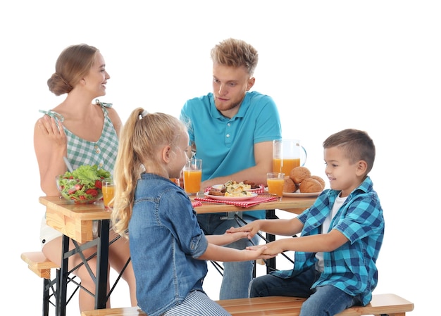 Happy family sharing meal